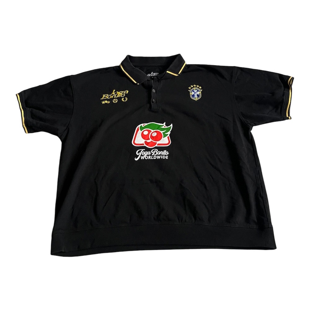 Joga Bonito Worldwide Brazil FC Soccer Football Black Polo Shirt Medium